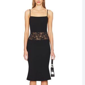 LOBA Medinilla Midi Dress Black Lace Slip Revolve NWT S